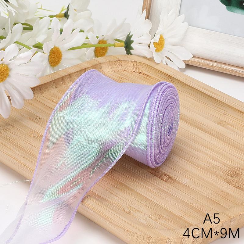 9M 4CM Fishtail Yarn Ribbon For DIY Bow Hair Ornament Bouquet Gift Wrapping Material Wave Silk Ribbons Party Decor