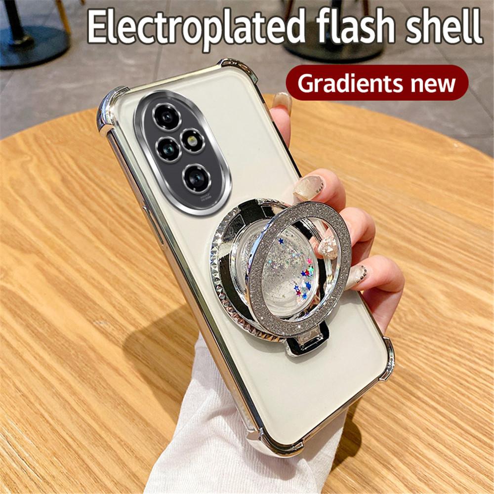 Магнитная подставка-перетекающий песок Чехол для телефона для Honor 200 100 90 80 70 60 50 Pro Градиент Глиттер Ударопрочный Мягкий Силиконовый Чехол-подставка