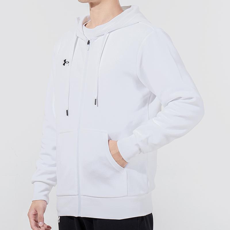 Under Armour Logo Print Sports Training Knit Hoodie Jacket Men Outerwear White 21600305-100