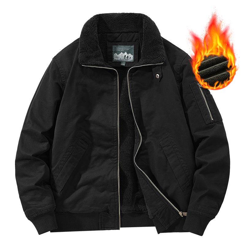 Мужская зимняя теплая куртка-пилот с бархатной подкладкой