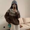 Винтажный универсальный вязаный пуловер Fair Isle женский осенне-зимний мягкий восковой свободный ленивый рождественский вязаный свитер топ женский