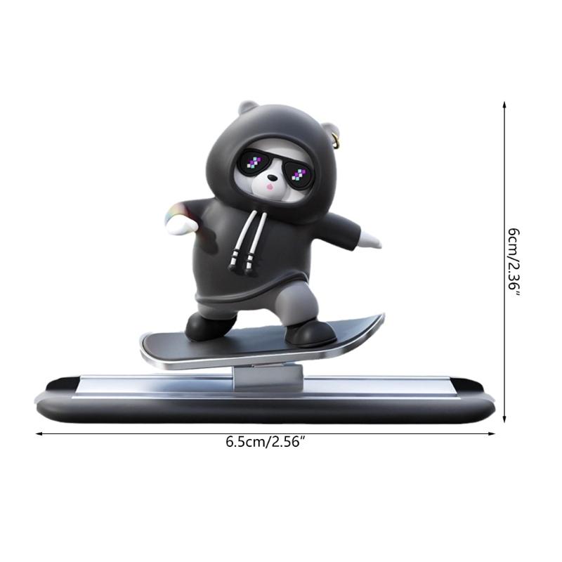 Car Interior Decorations Cute Dashboard Ornament Cartoon Skateboarding Bear Decor Car Interior Accessory Gift for Friend