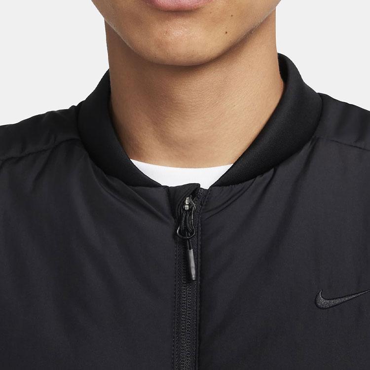 Nike Однотонный хлопковый жилет с логотипом на молнии, мужские жилеты, черный цвет FB7554-010