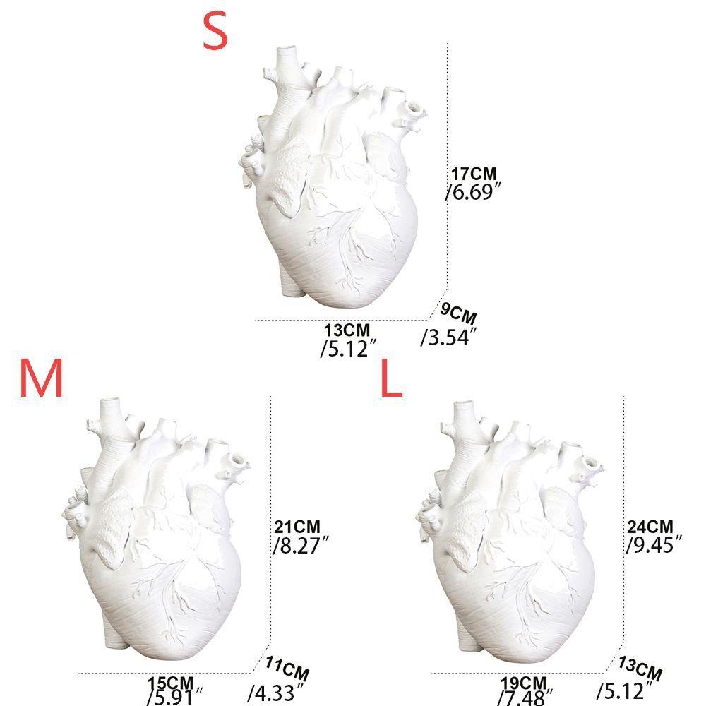 Anatomical Vase Resin Ornaments Art Style Flower Plant Container Heart Shape Flower Vase  Farmhouse