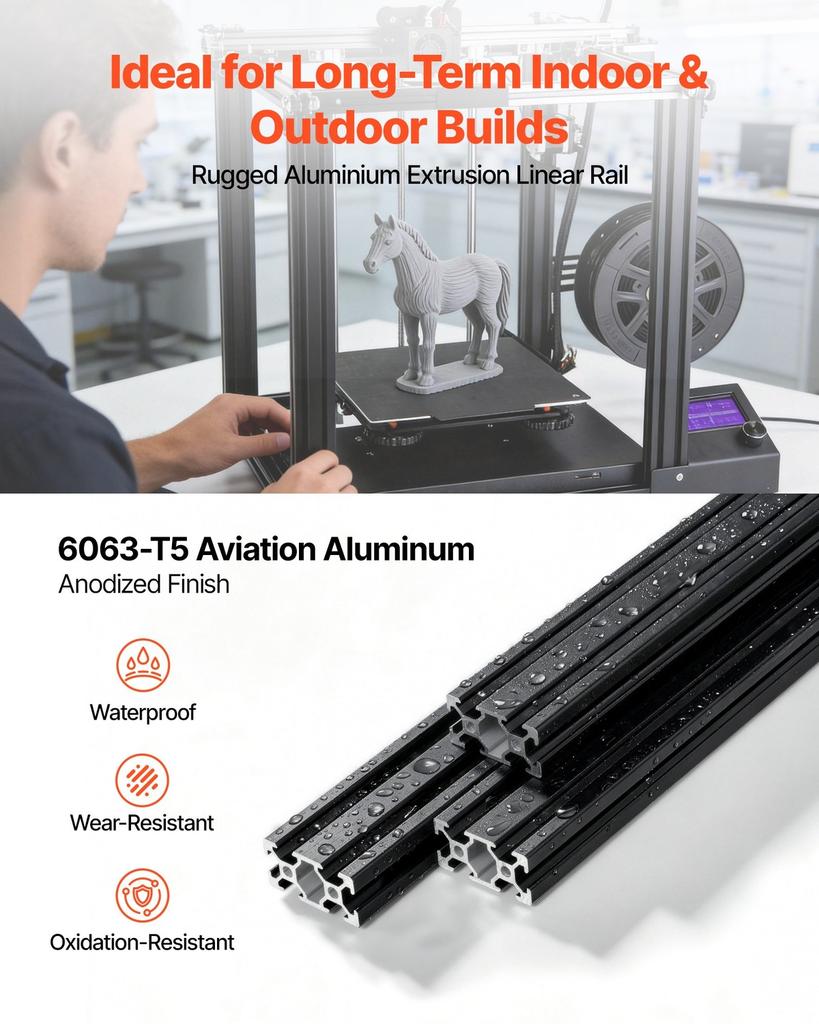 5PCS 2040 Aluminum Extrusion Profile, 78.74 Inch 2000 mm, V Slot European Standard Anodized Linear Rail, High-Strength Extruded Aluminum Rail, for 3D