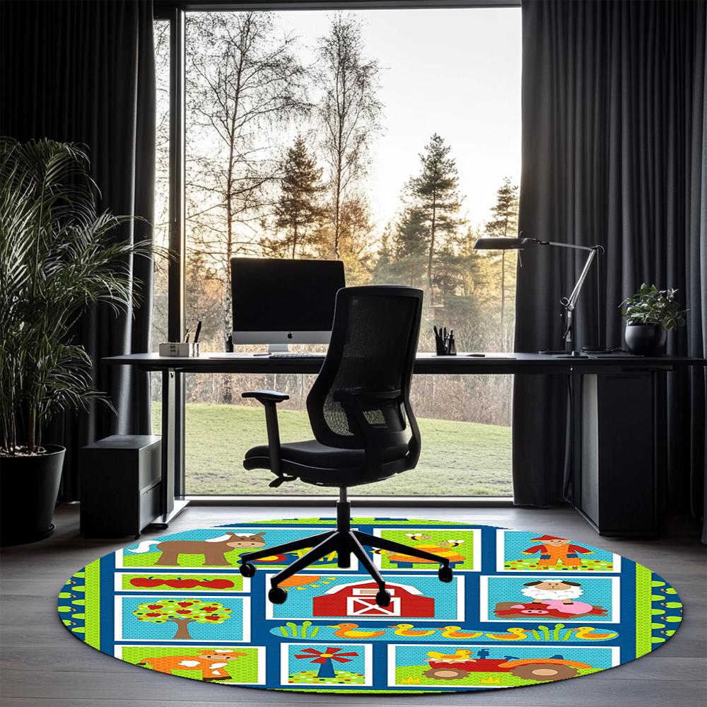 Cute Cars Printed Round Rug Carpet Chair Rug Area Rug Entryway Doormats,for Office Chair Living Room Bedroom Kitchen Room.