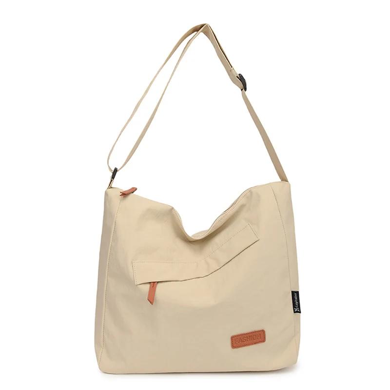 Сумка-тоут унисекс из однотонного холста большой вместимости для покупок и пляжа