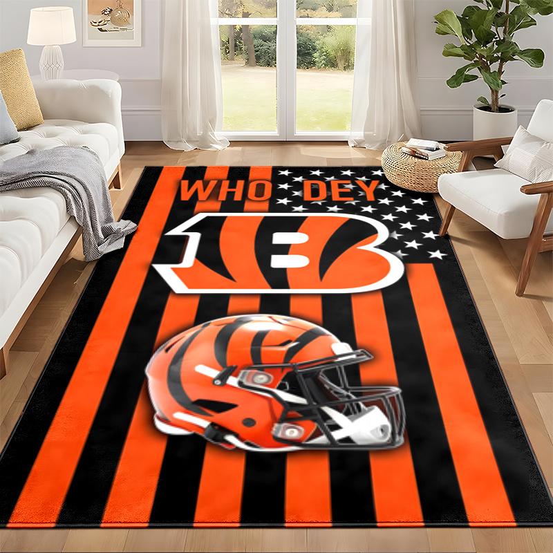 Cincinnati Bengals Carpet Door Mat for Living Room or Bedroom Protective Mat Under Chair Office Decoration Christmas Gift Birthday Present
