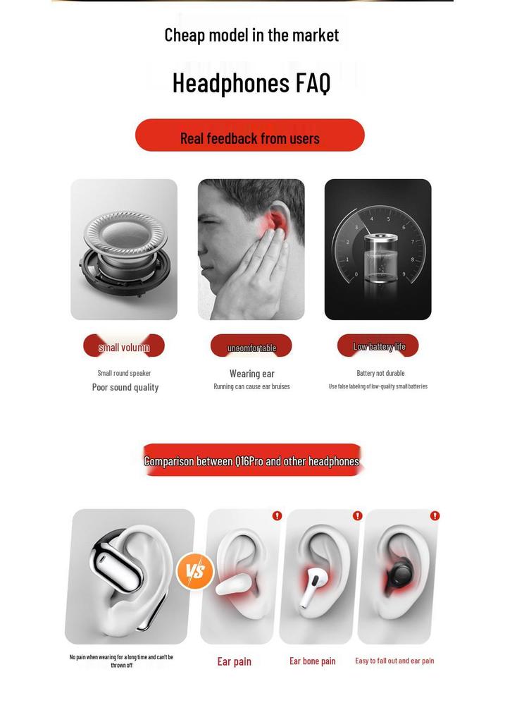 Bluetooth-клипсы с ИИ-переводом, беспроводные, не вкладыши, с ЖК-экраном, долгий срок службы батареи
