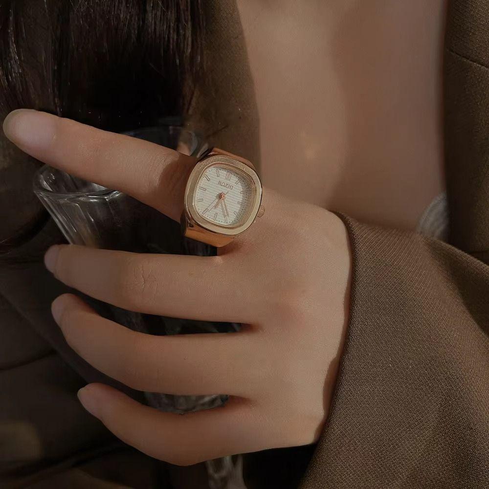 Punk Rings Jewelry Clock Vintage Finger Watch Ring Hip Hop Roman Quartz Watch Women