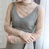 Long Sleeve Lace Bottomed Blouse Hollow Lace Floral  Shirts Elegant See Through Tops  Girls