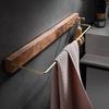 Solid Wood Bathroom Towel Bar Brushed Gold Towel Rack Wall Hanging Coat Hook Bathroom Storage Rack 30cm-45cm Towel Rod