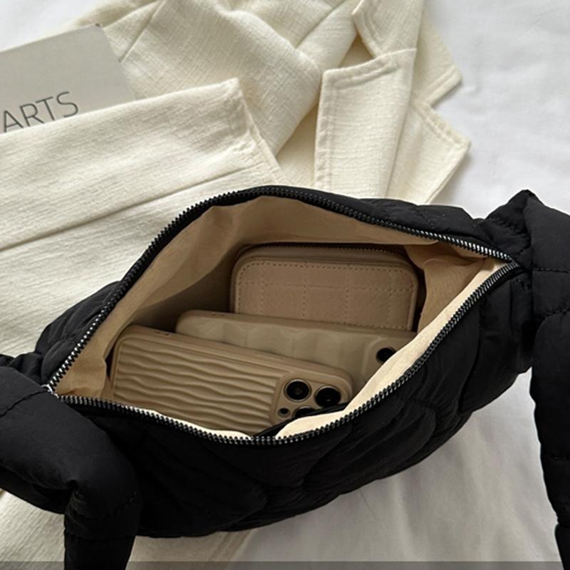 Women Large Capacity Quilted Tote Bags Down Cotton Padded Shoulder Bags Messenger Bag Fashion Girls Underarm Bags Puffy Handbags KTY
