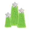 Green Plush Christmas Tree Ornaments Soft Furry Xmas Decor with Star Topper Holiday Table Centerpieces Party Supplies
