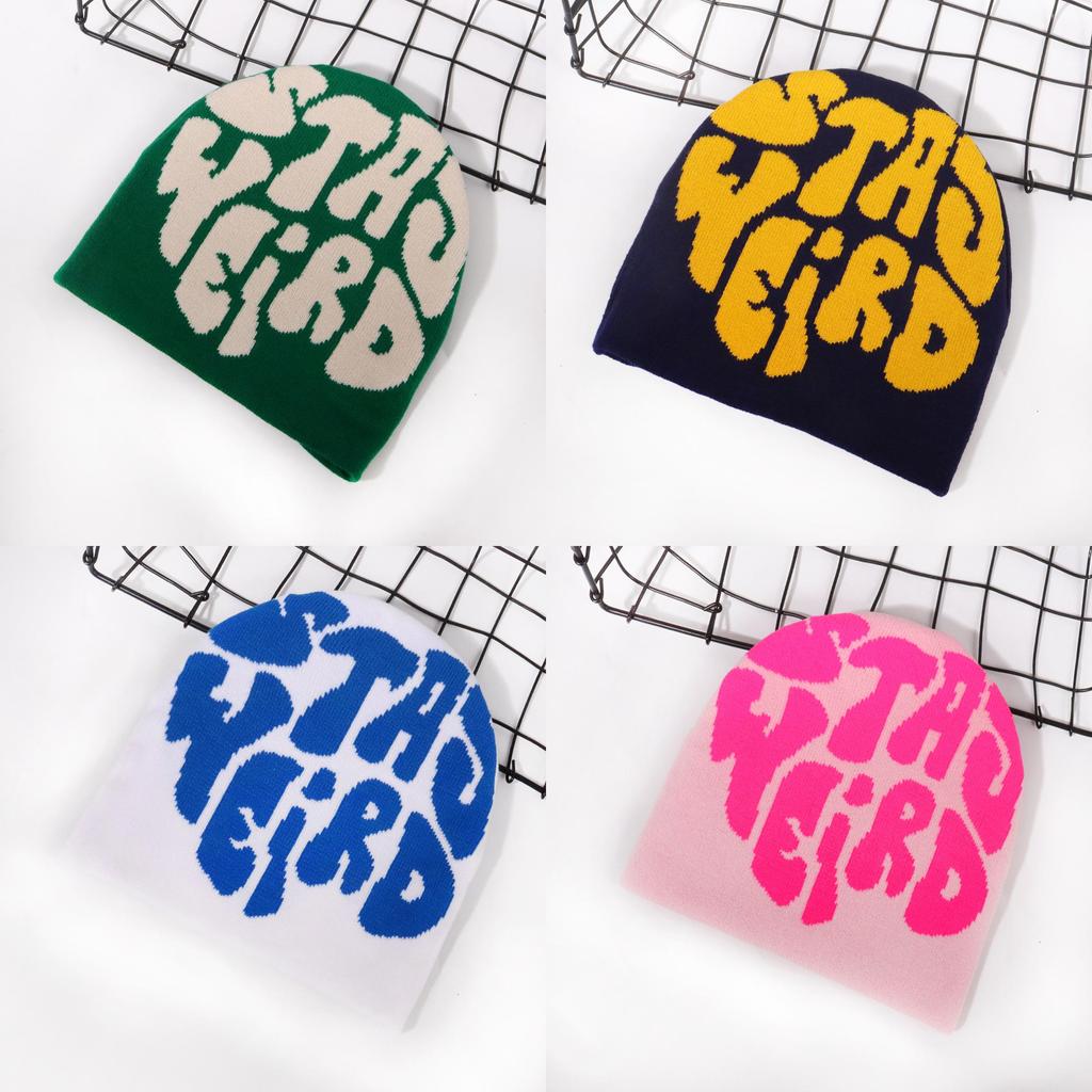 Pattern Letter Fashion Women Casual Warm Knitted Hat For Autumn And Winter