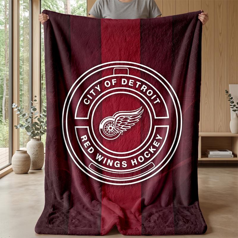 Detroit Red Wings Flannel Fleece Blanket Cozy Warm Throw Blanket For Couch Bed Travel All Season Use