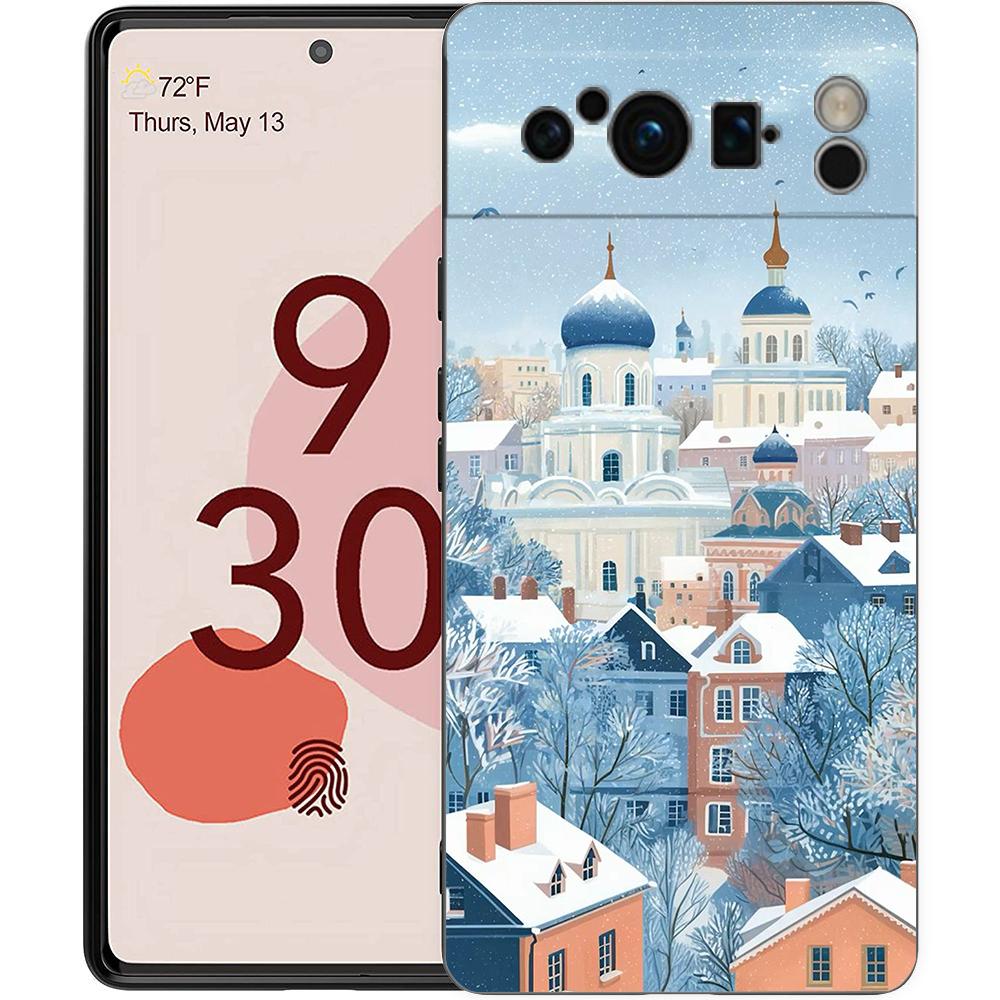 Мультяшный рождественский чехол для телефона Google Pixel 10A 10 9 8 7 6 Pro XL 9A 8A 6A 7A 5G Мягкий противоударный ТПУ Черный чехол