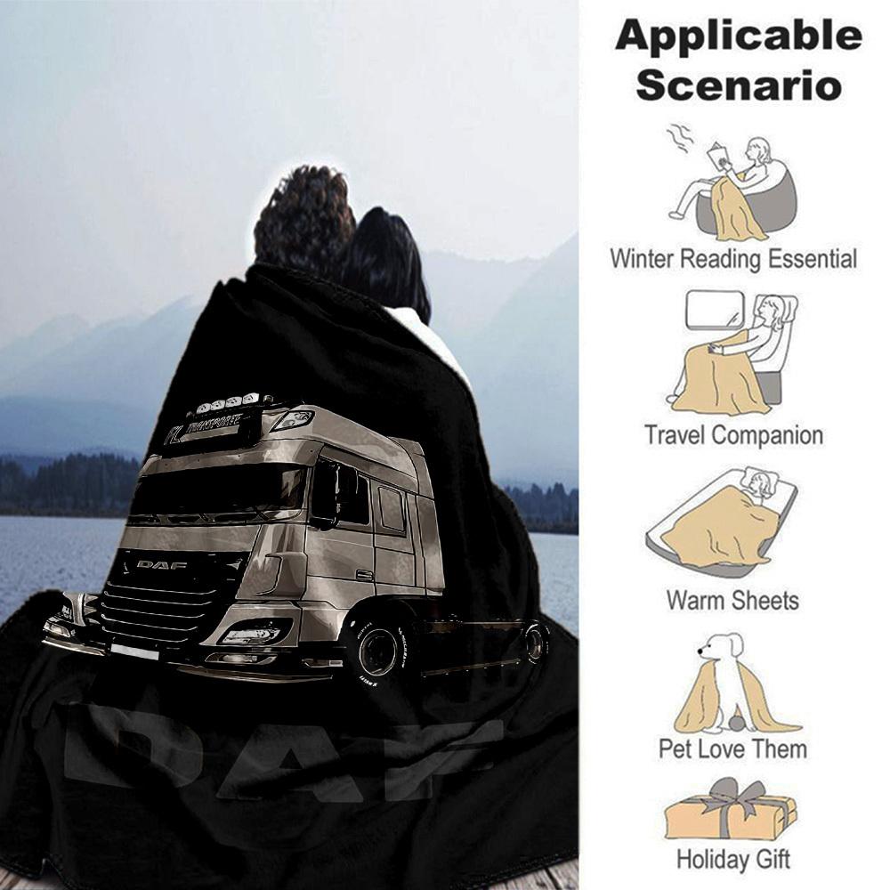 1pc DAF Truck Soft Flannel All Season Throw for Home, Office, Outdoor UseDurable Comfort Soft Warm Throw for Home