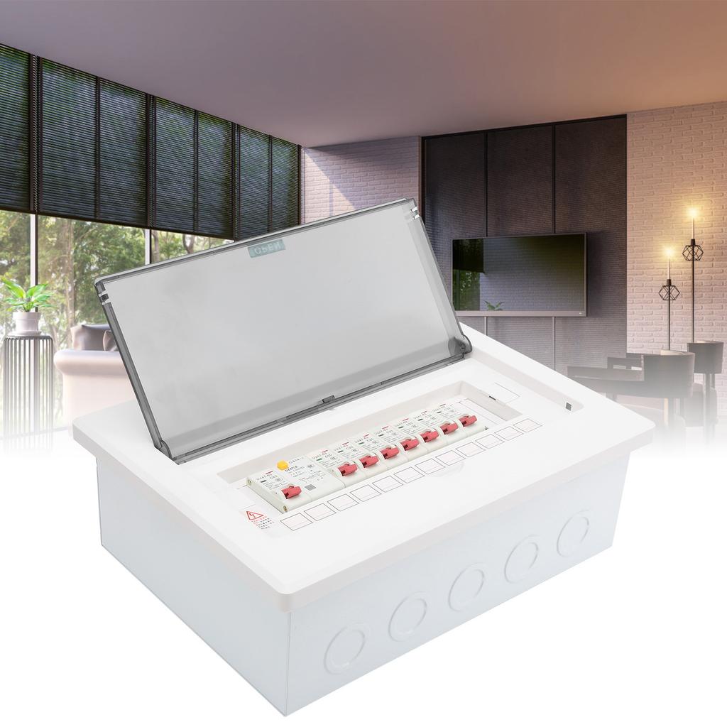 Electric Lighting Distribution Box 7-Way Plastic with 1P Leak  Switch 63A