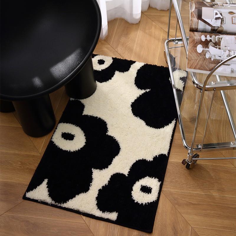 Bathroom Door Mat Non-Slip Absorbent Floor Rug Entryway Shower Bedroom Modern Floral Design Machine Woven 40x60cm 50x80cm
