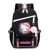 Kitty Cartoon School Backpack Teen Girls Kids Lightweight Oxford Fabric Bookbag With Padded Shoulder Straps 20-35L Capacity