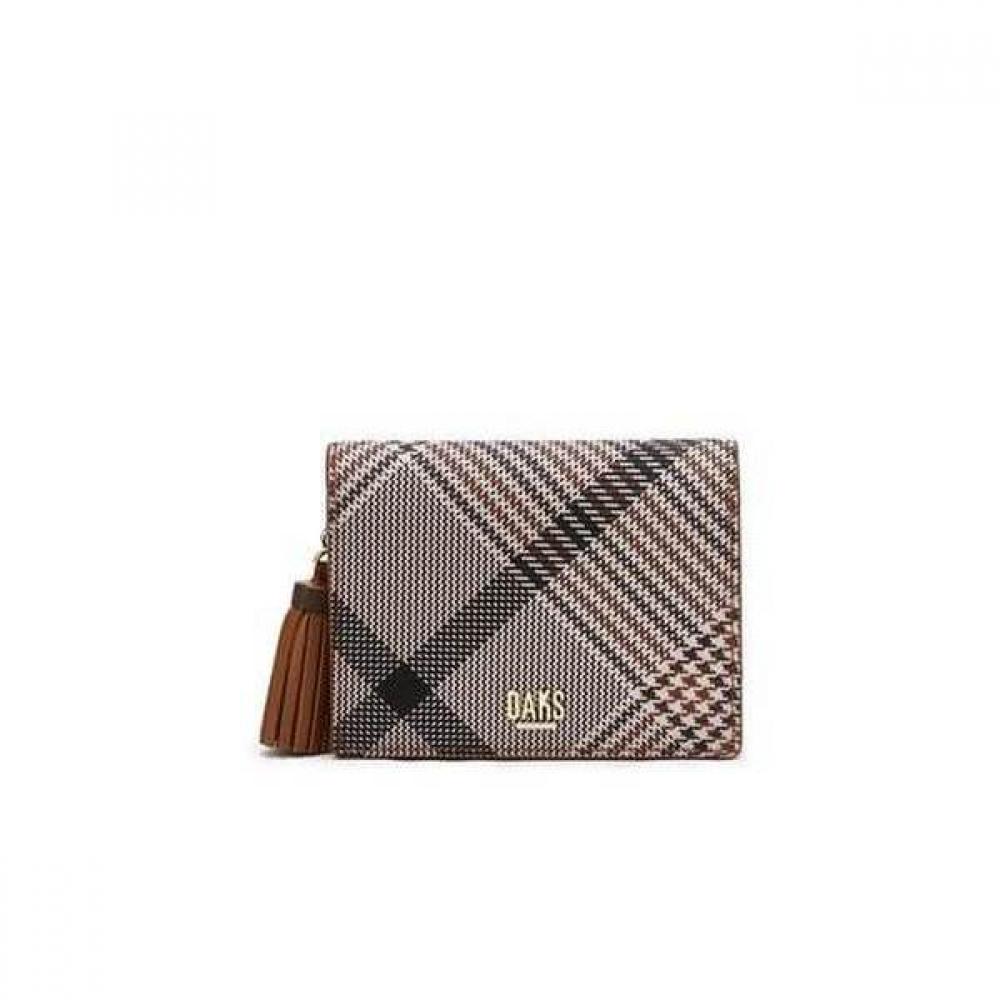 Daks Brown Check Pattern Card Wallet With Tassel Dcwa5f328w2