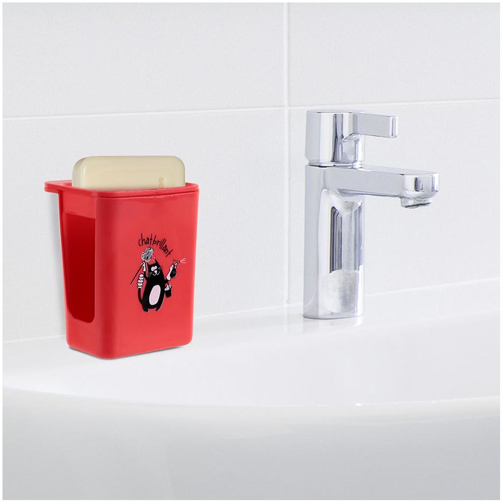 Les Trésors De Lily [Q4788] — Держатель для губки «Кошки» красный (блестящий кот) — 8,5х10х7 см.