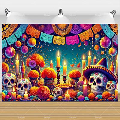 Фотофон День Мертвых Череп Бархатцы Мексиканская Фиеста Día De Los Muertos Украшение Принадлежности для Вечеринки Реквизит для Фотостудии