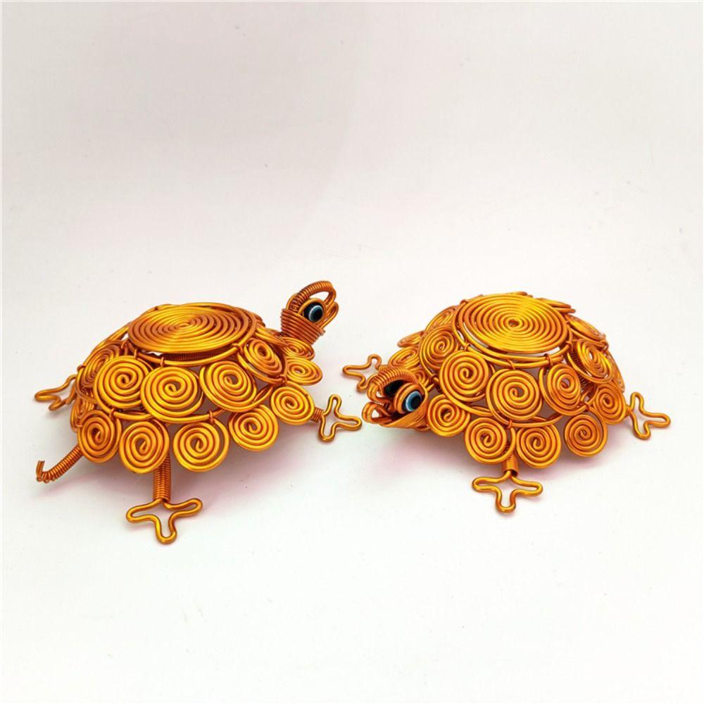 Woven Aluminum Wire Tortoise Figurine Model Turtle Retro Ornaments Desktop Decorative