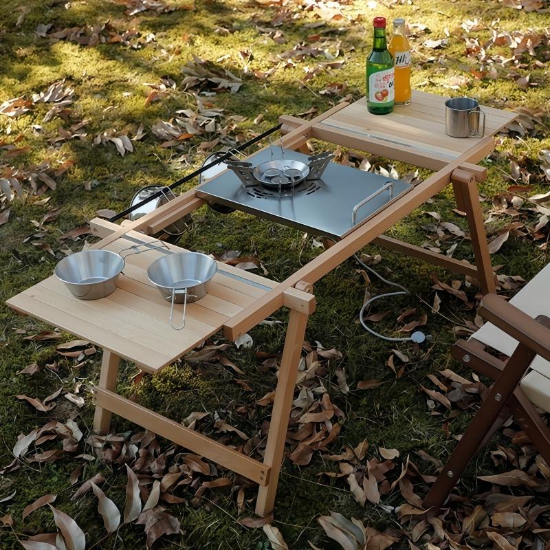 Wood IGT Folding Table Expandable Camping Long Tables Multifunctional Outdoor Tables Picnic Table Forest Coffee Table