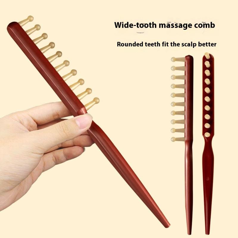 Деревянная расческа с длинной ручкой и широкими зубьями для завивки волос и укладки волнами. Профессиональный салонный инструмент для черных волос и париков.