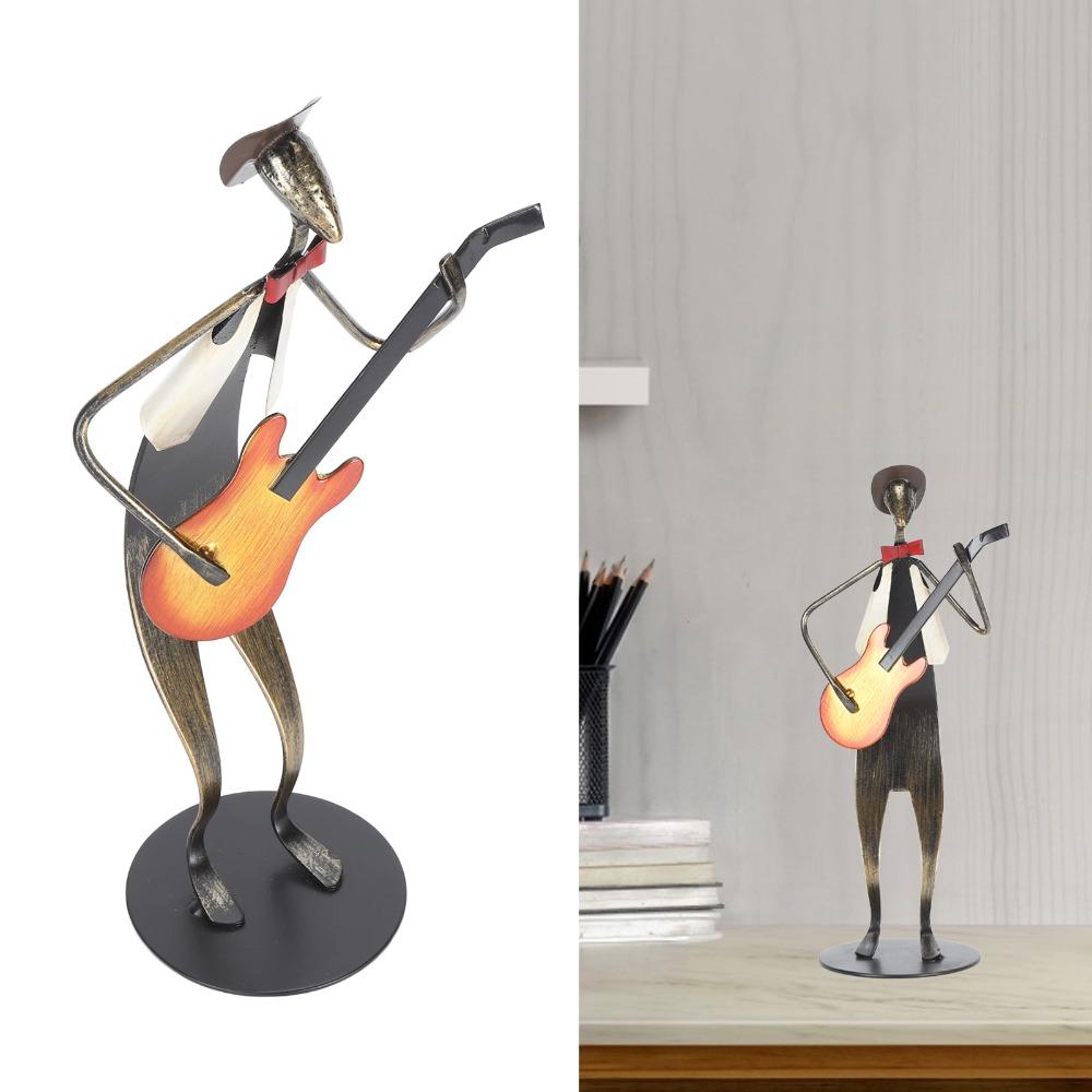 Craft Musician Sculpture Matte Desktop Ornament Statues Iron Figurine Living Room