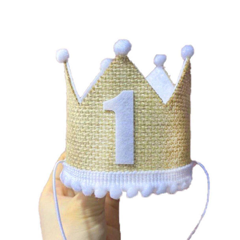 Supplies with Elastic Strap Baby Decor Anniversary Cap Burlap Crown Hat Baby Birthday Party Hat