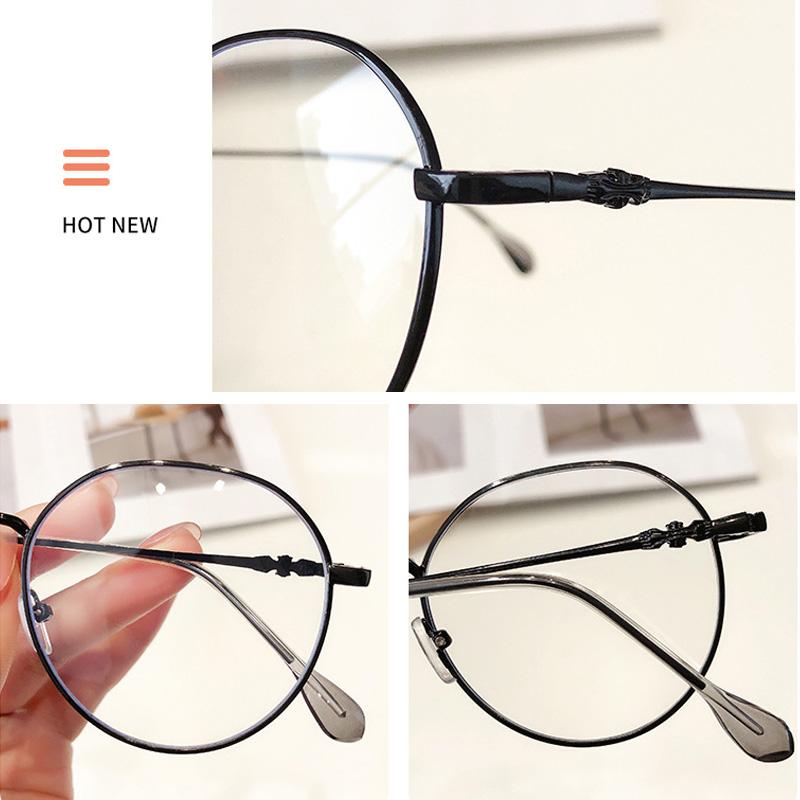 Fashion Korean Style Round Women Glasses Computer Frame Metal Anti Blue Light Spectacles Eyeglasses