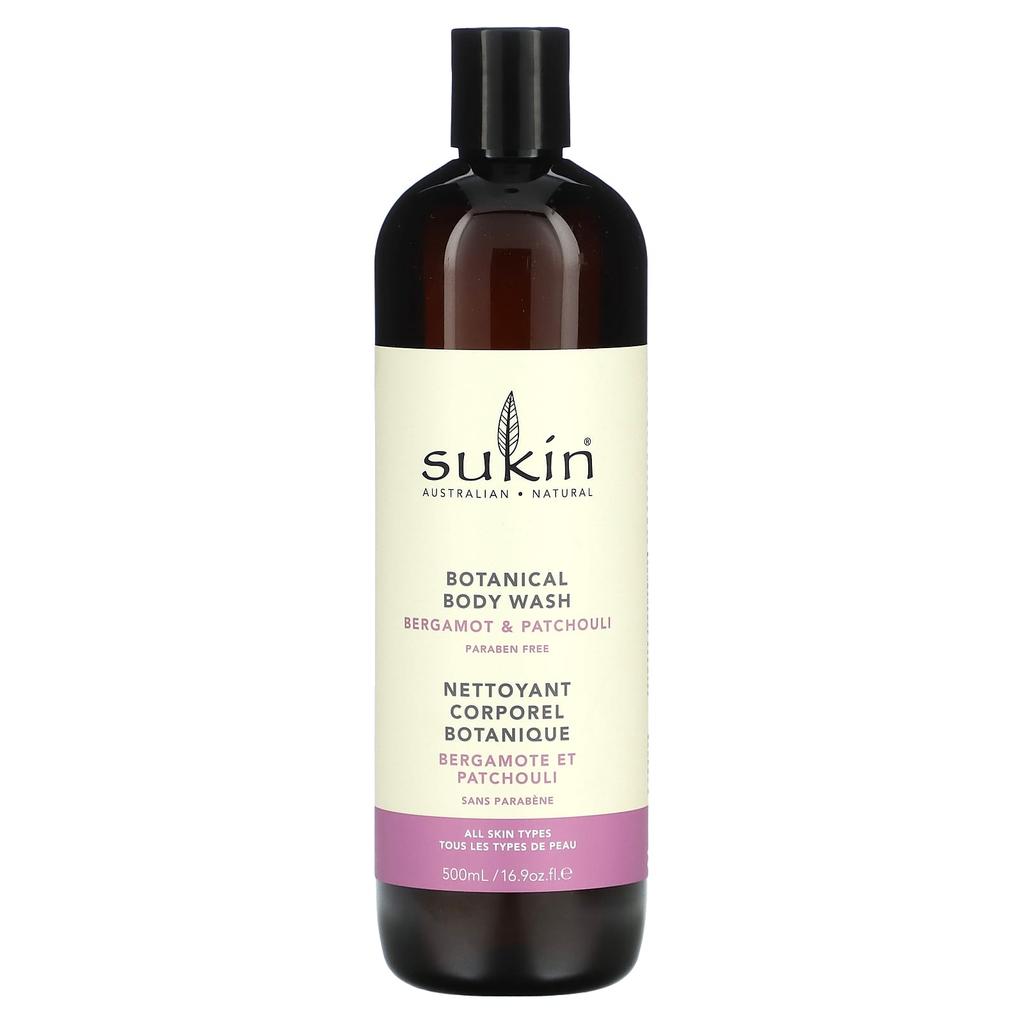 SUKIN Botanical Body Wash, Bergamot & Patchouli, 500 Ml (16.9 Oz)