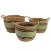 Cotton & Seagrass Large Baskets – Natural Black & Green- Set of 3