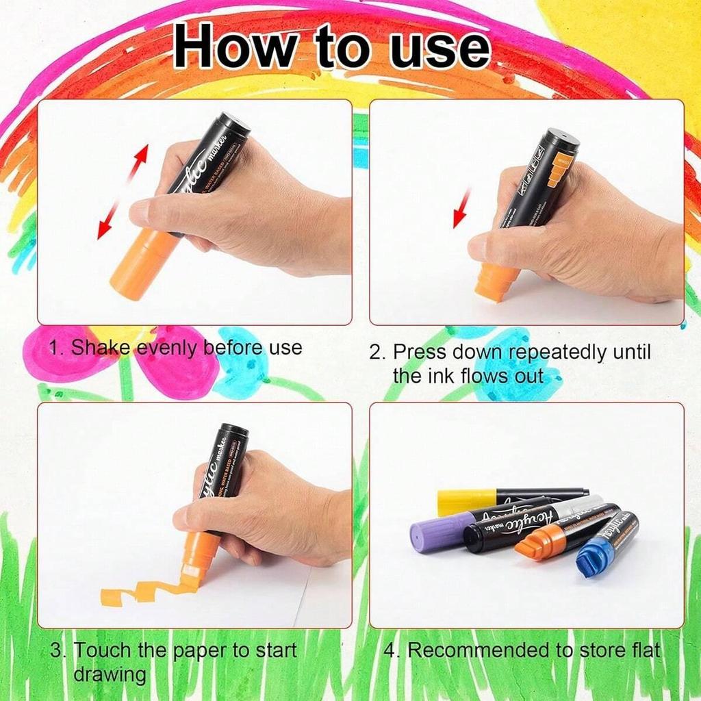 15mm Large 1pcs Capacity Acrylic Marker Pen Waterbased Painting Graffiti Brush Pen For Art Use Student Back To School
