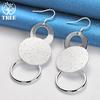 925 Sterling Silver Three Circle Matte Drop Earrings Jewelry