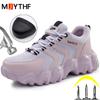 Women's Safety Shoes Breathable Lightweight Work Sneakers Steel Toe Shoes Puncture-Proof Indestructible Shoes Women Boots