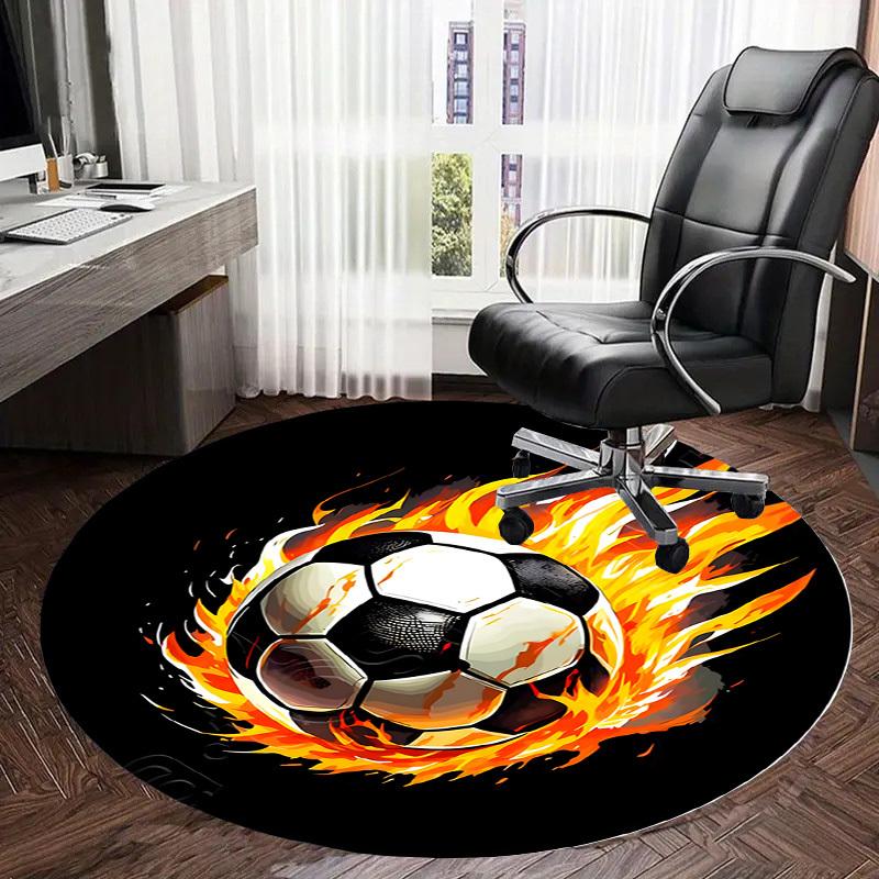 1pc Office Carpet Chair Mats Flaming Soccer Ball Design Perfect for Decorating Office Chairs, Living Rooms, Or Bedrooms.YDT250
