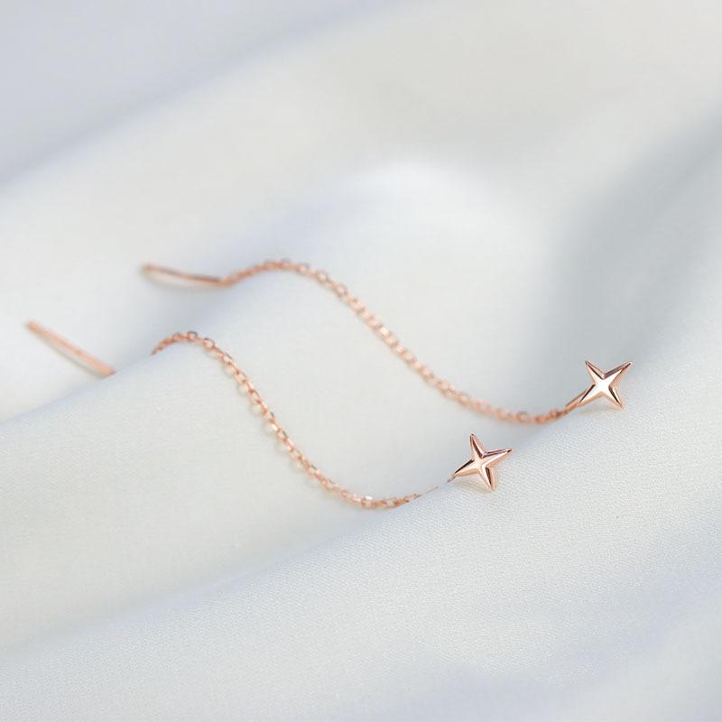 Drop Ear Line Long Hanging Earrings for Women Rose Gold Color Zircon Crystal Piercing Threader Earing Ear Accessories Jewelry