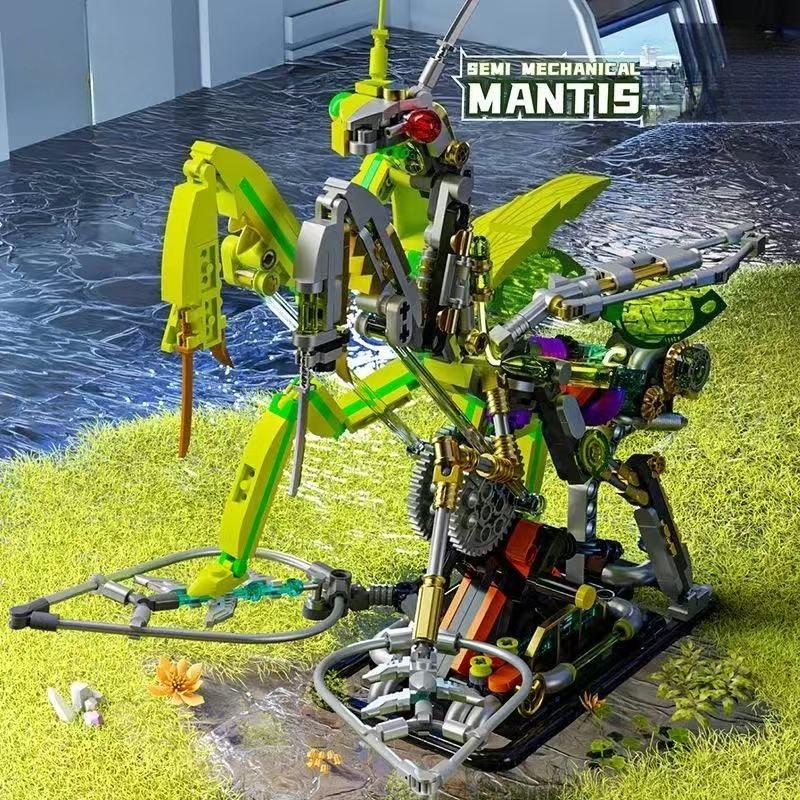 Mechanical Dinosaur Mantis Whale Shark Horse Building Blocks MOC Animal World Set With Light Bricks Kids STEM Toys Kids Gifts