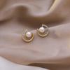 Pearl Rhinestone Earrings Round Trendy Small Temperament Stud Earrings Earrings Women