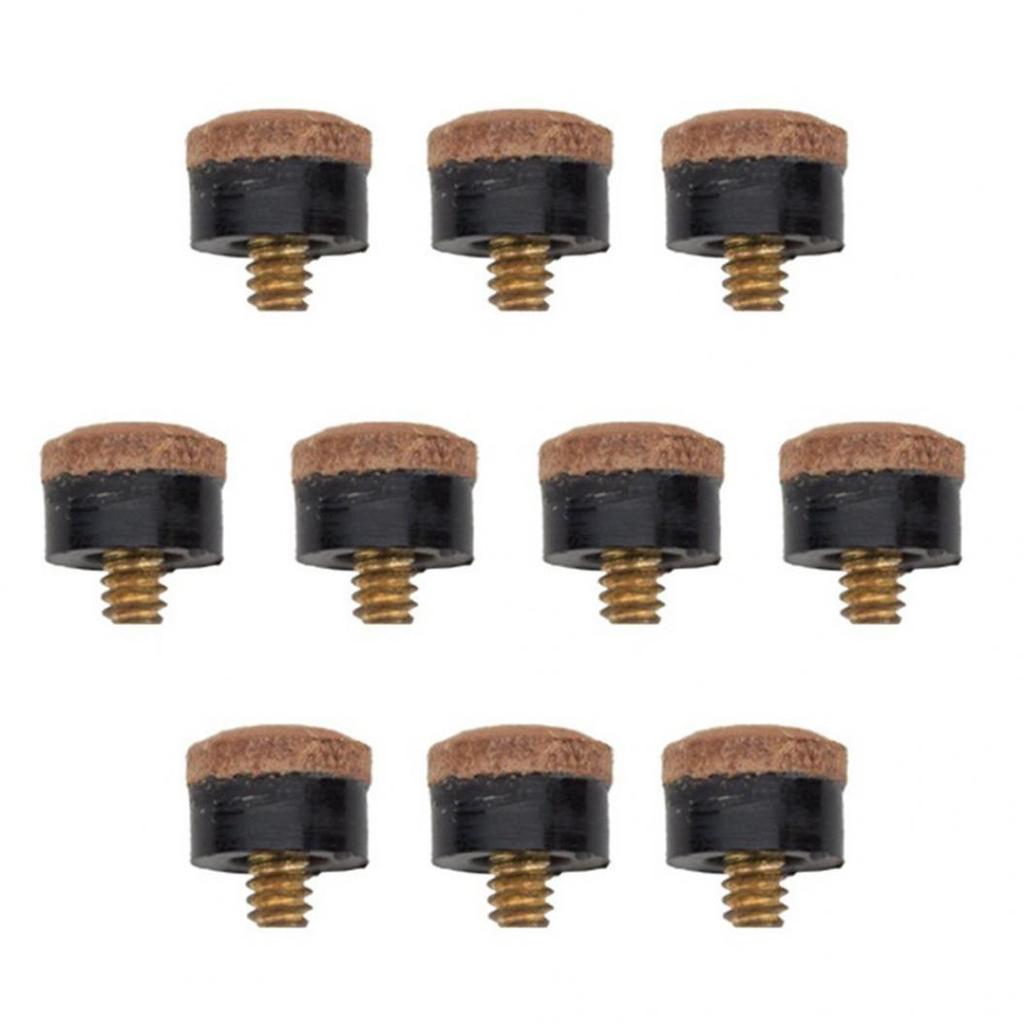 10Pcs 10/11/12/13mm Screw-on Cue Tips Pool Snooker Billiards Replacement Parts