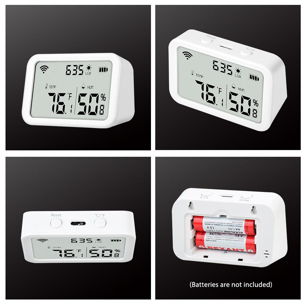 TY-195 3 in 1 Hygrometer Thermometer Alarm Wifi Temperature Humidity Brightness Sensor Large LCD Display for Smart Home