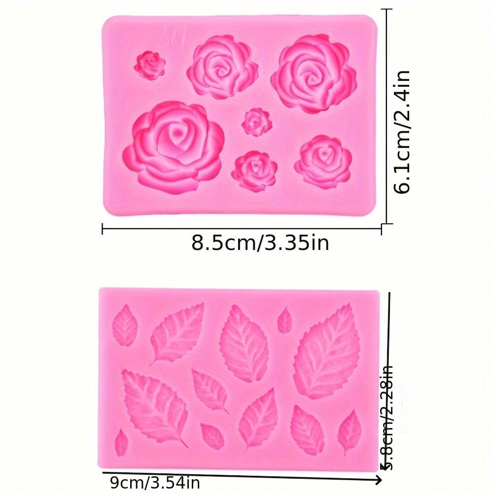 2 шт. силиконовые формы в виде листьев розы, листьев, кексов, помадки, инструменты для украшения торта, конфет, глины, шоколада, мастики
