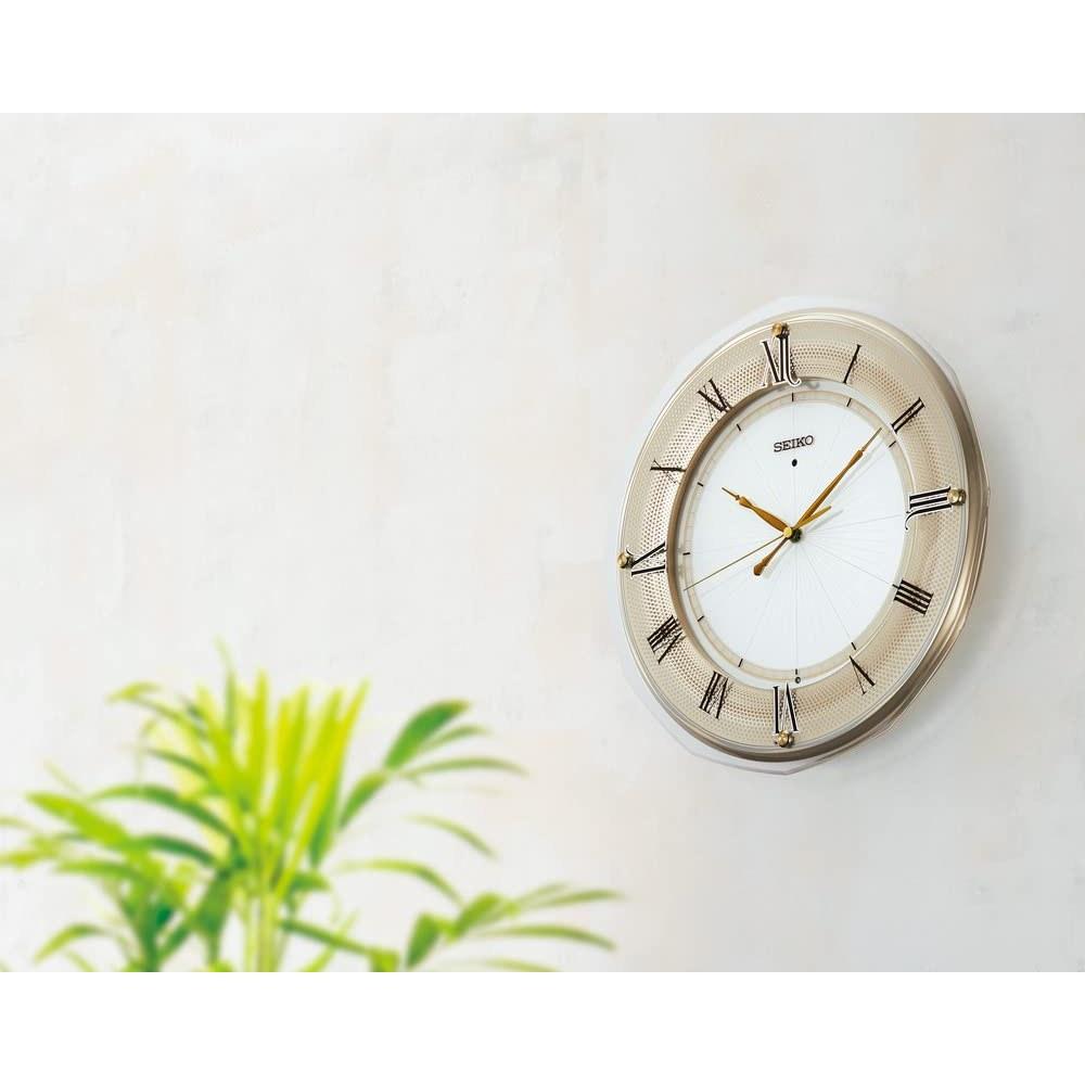 Seiko Wall Clock Radio-Controlled Thin Gold Pearl 340×340×45mm KX269G