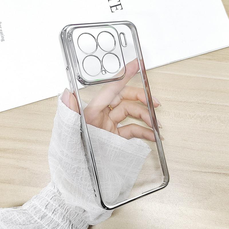 Роскошный прозрачный чехол для телефона с покрытием краев для Xiaomi 15 14 13 12 11 10 Pro Ultra Electroplate Bumper Защитный чехол Ультратонкий жесткий корпус из ПК
