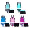 Girls 3 Piece Tankini Set Floral Print Sleeveless Racerback Vest Bikini Top Swim Shorts