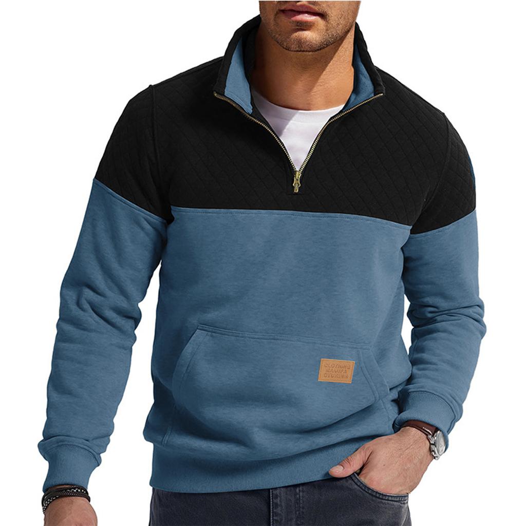 Men's Pullover Long Sleeved Stand Up Collar Sweatshirt Casual Collar Base Shirt